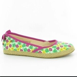 UGG floral coastal flats with pink bows on the back